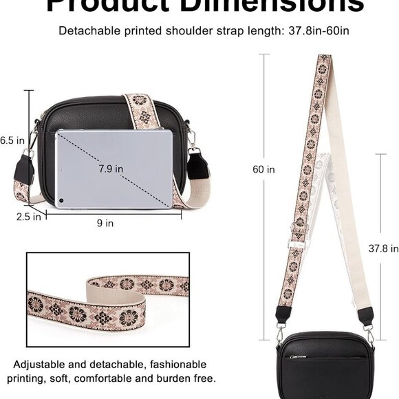 Crossbody Bags for Women, Vegan Leather Shoulder Handbags，Purses for Women with - Picture 5 of 9